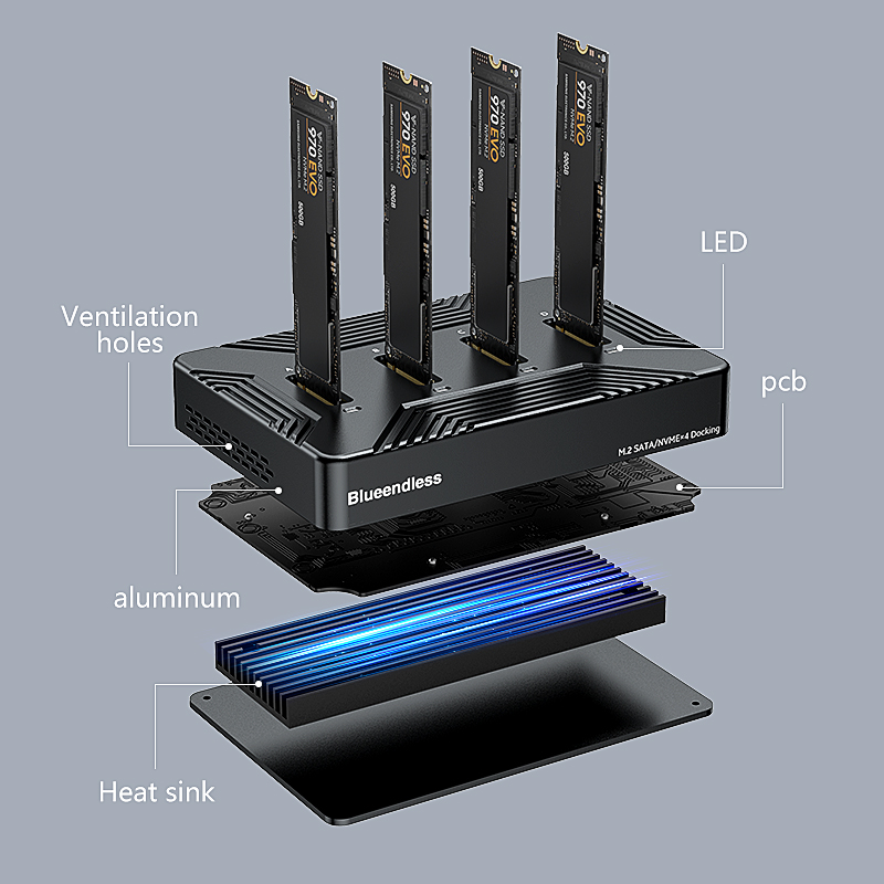 Blueendless 4 bay m2 SSD docki - đánh giá và giá 8Tb M2 Nvme Ssd